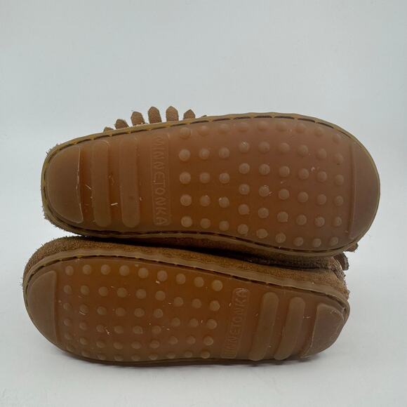 Minnetonka Double Fringe Side Zip Bootie Brown Suede Leather Little Kids US 5 - Picture 12 of 14